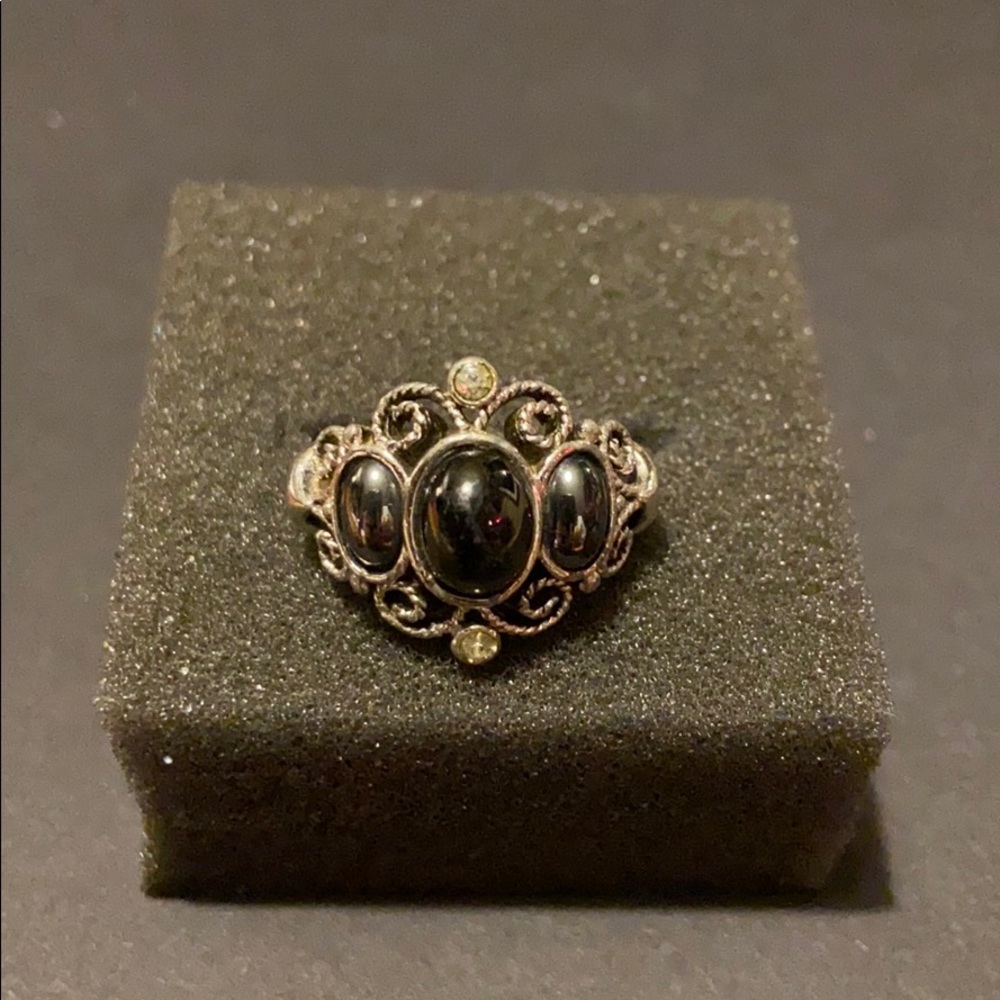 Avon Silver Black Onyx Ring